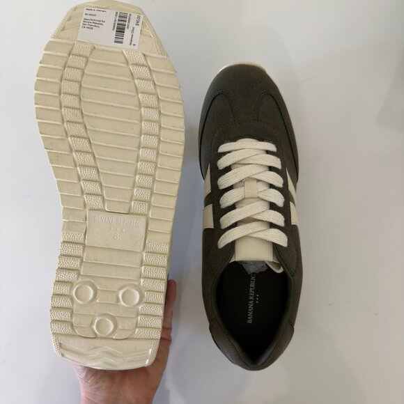 NWT Banana Republic Factory Vegan Leather Trainer Sneaker Size 8 in Waimea Olive - Picture 6 of 6